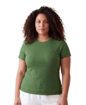 Plus Size Curvy Ribbed Knit Round Neck Top