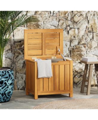 Outdoor Acacia Wood Storage Portside 30Gallons Wood Deck Box
