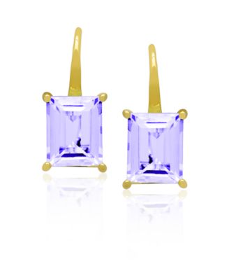 Genuine Blue Topaz Emerald-Cut Drop Earrings (6-3/8 ct. t.w.) in 14k Gold Over Sterling Silver