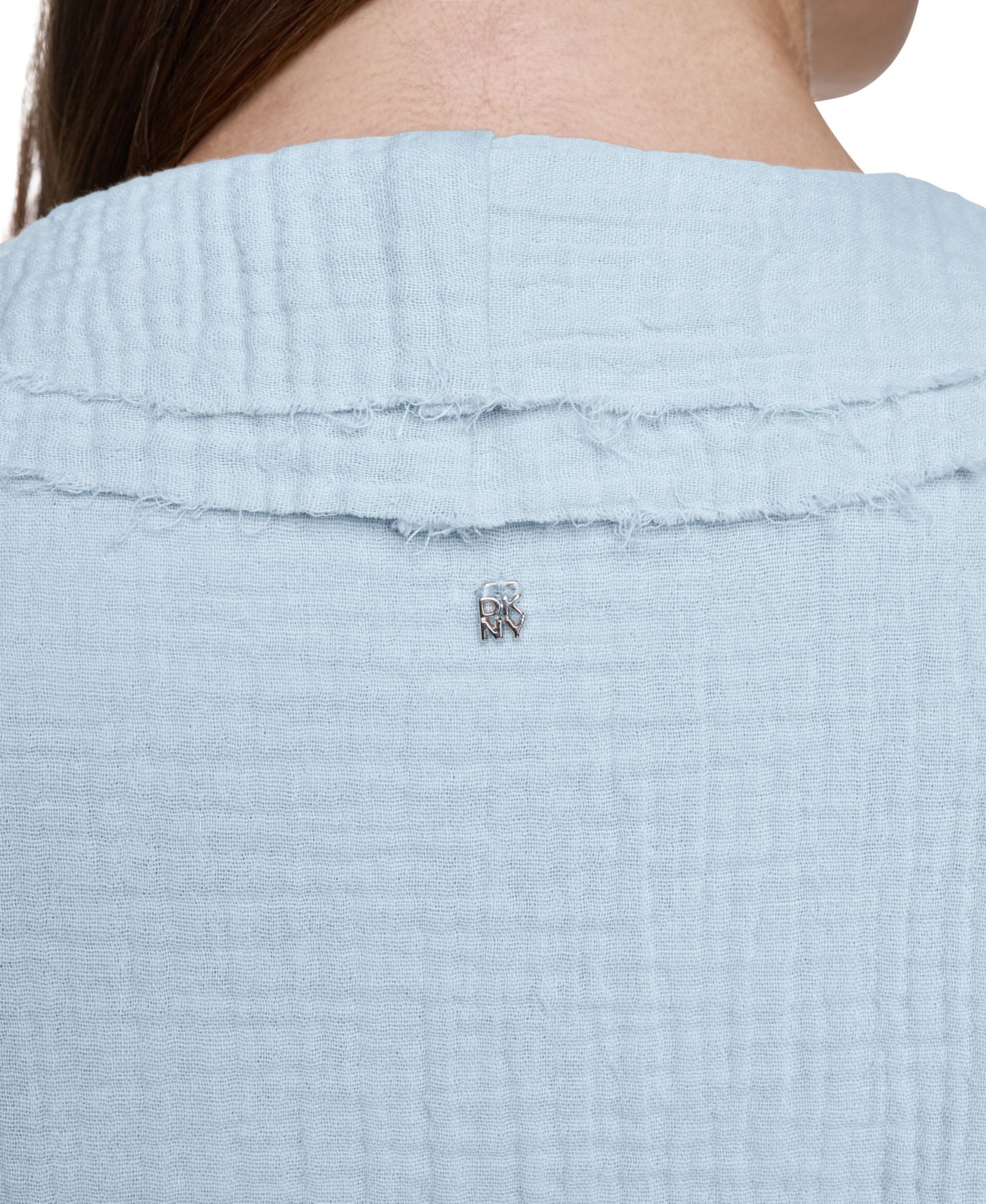 Женская рубашка DKNY Jeans Petite V-Neck Short Puff-Sleeve Tie-Front, цвет: Минеральный — фото 7