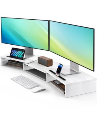 Dual Monitor Stand Riser Adjustable Desktop Organizer
