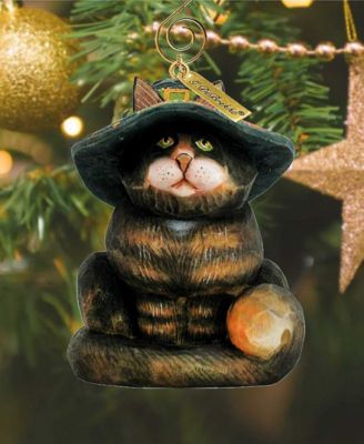 Fifield Cat Sculpted Hand, Painted Christmas Figurine