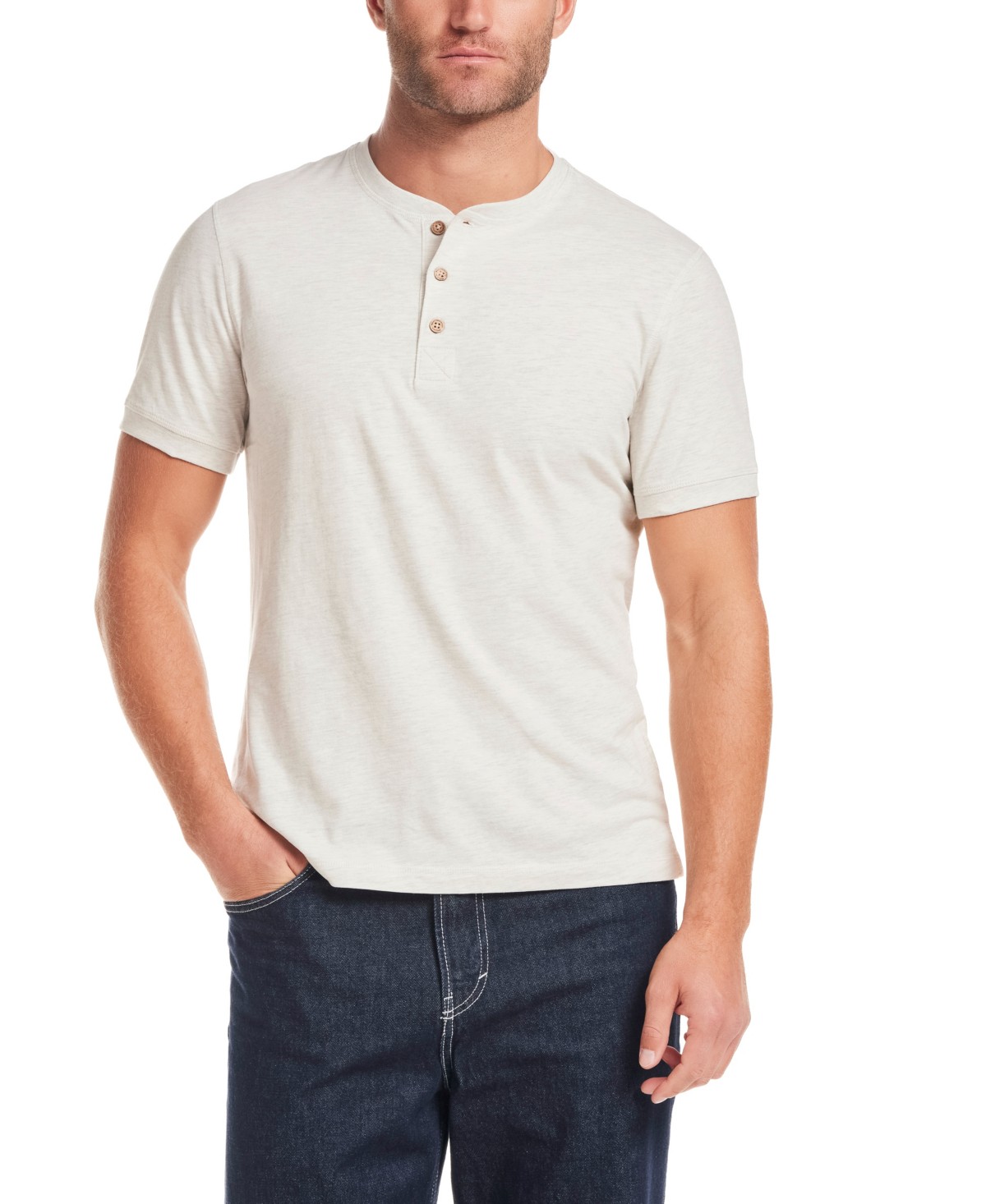 Мужские рубашки Weatherproof Vintage Men's Short-Sleeve Melange Henley Shirt — фото 1