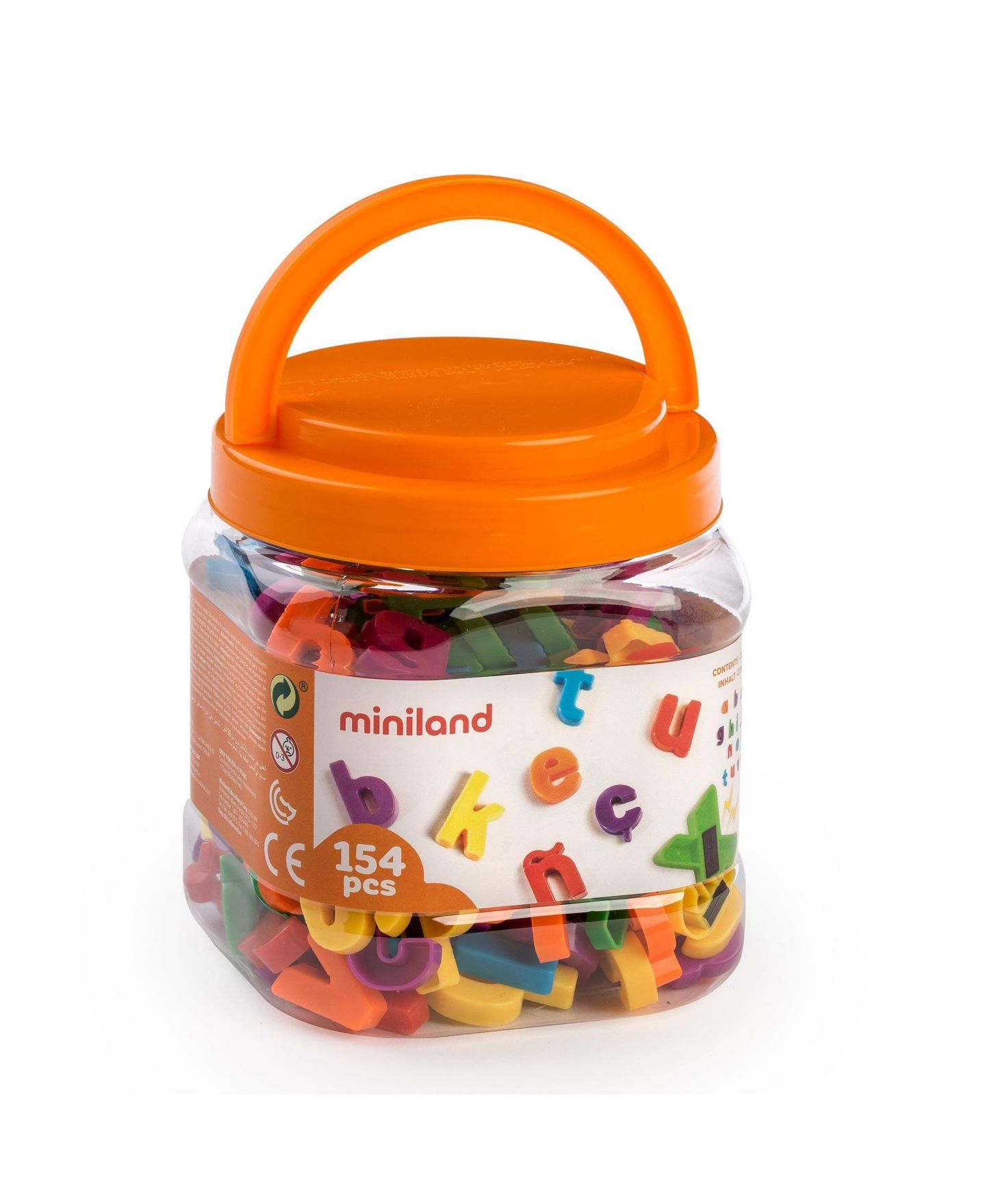 Детские игрушки MINILAND Magnetic Lowercase Letters Reading & Writing 154-Piece Set, Ages 3+, цвет: Разноцветный — фото 1