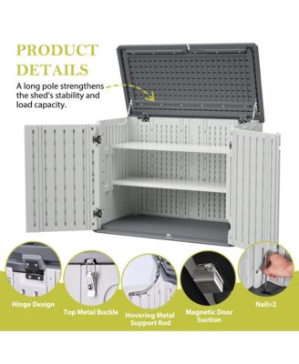 28 Cu. Ft. Lockable Outdoor Storage Cabinet Shed with Removable Shelf