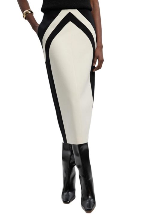 Женская юбка Karen Millen Colour Block Pencil Midi, цвет: Mono