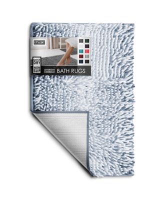 Ultra-Soft Quick-Dry Chenille Bath Rug - Non-Slip PVC Backing, Machine-Washable (Small 17"x24")