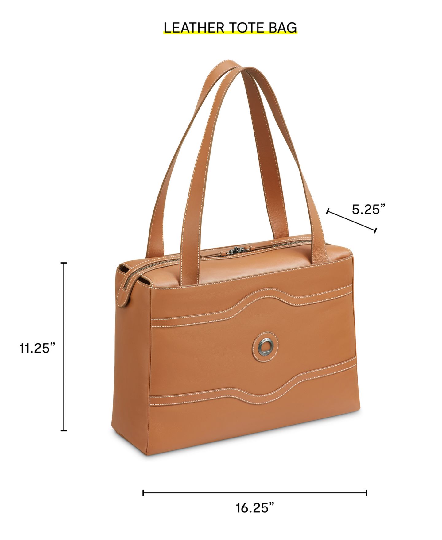 Сумка Delsey Paris Chatelet 16.25" Leather Tote, цвет: Коньячный — фото 3