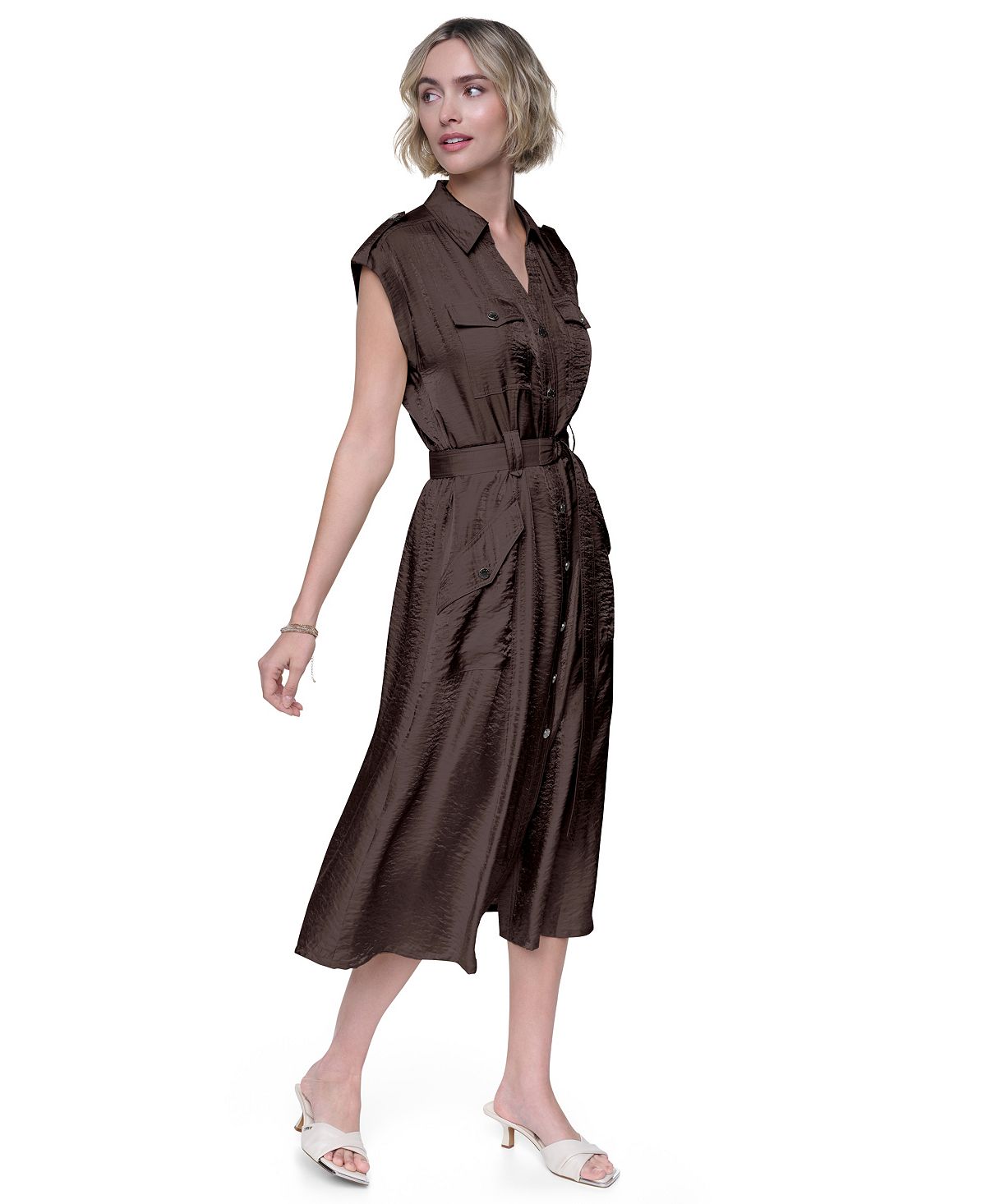 DKNY Women's Collared Neck Twinkle Cargo Dress view 3 — MAYCSS fashion products