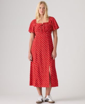 Premium Women's Amara Column Flutter-Sleeve Midi Dress
