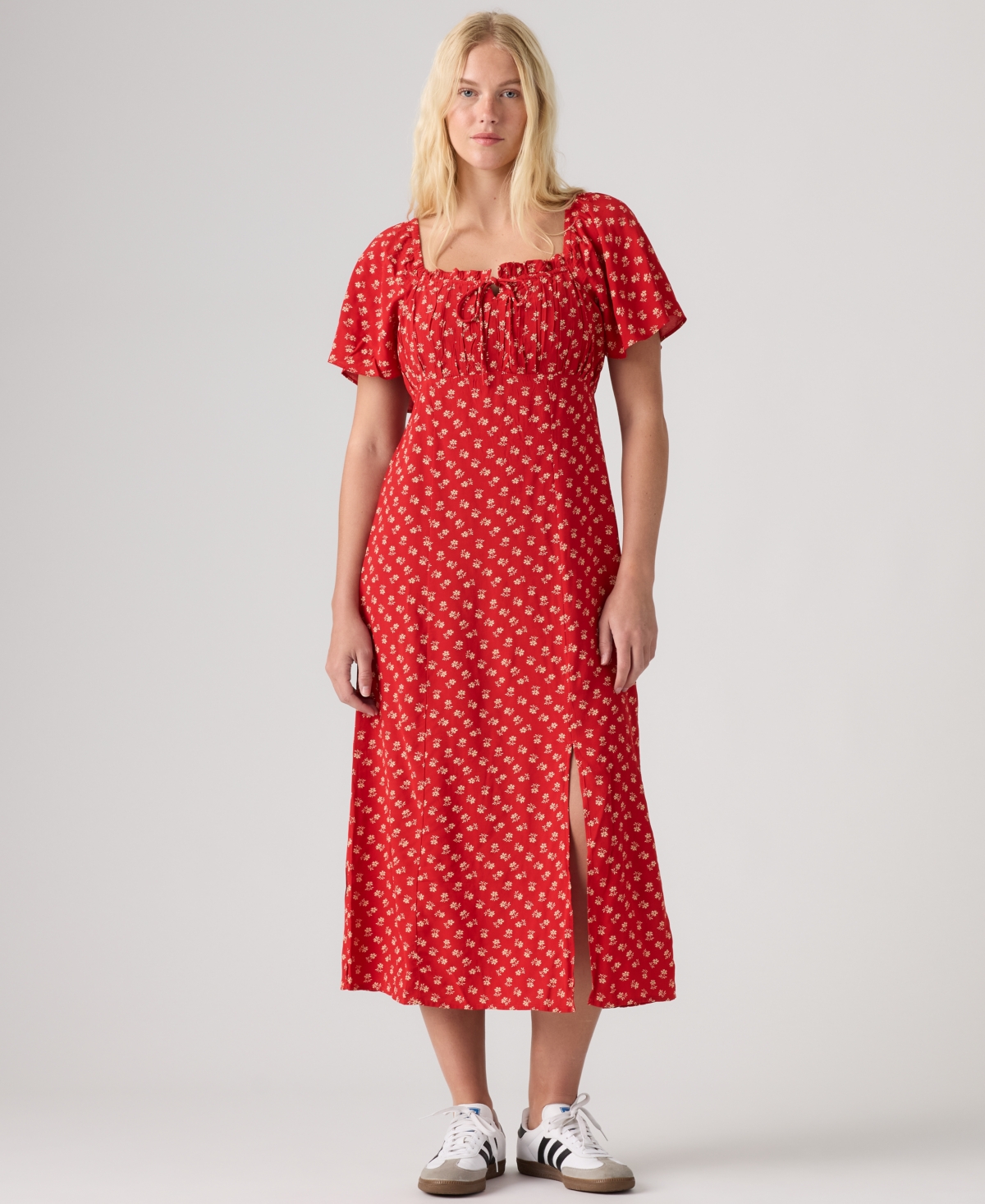 Levi's Premium Women's Amara Column Flutter-Sleeve Midi Dress - Angela Daisy Urban Red