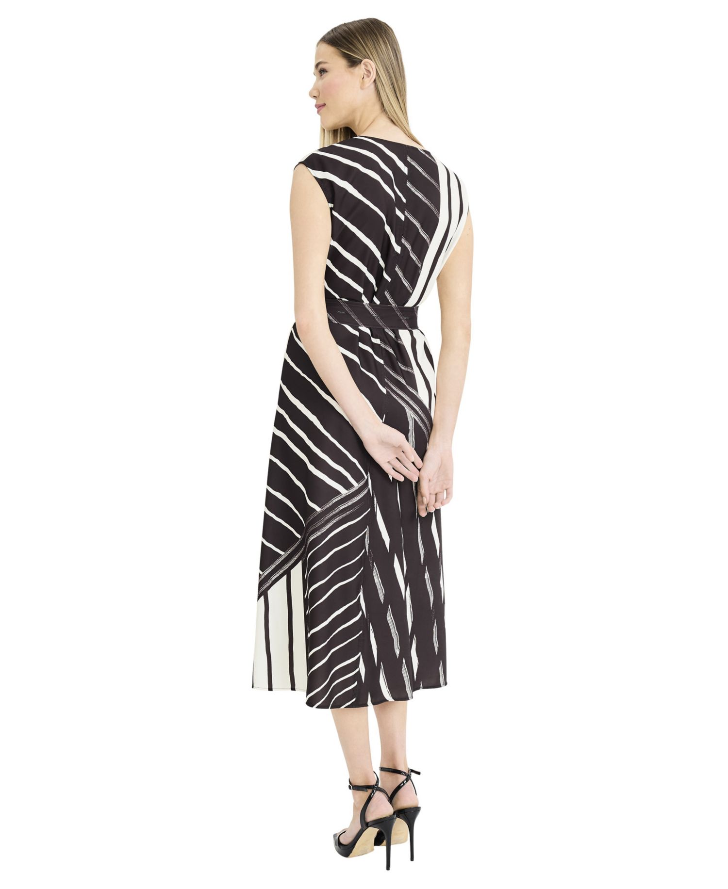 Women's Printed Sleeveless V-Neck Midi Dress