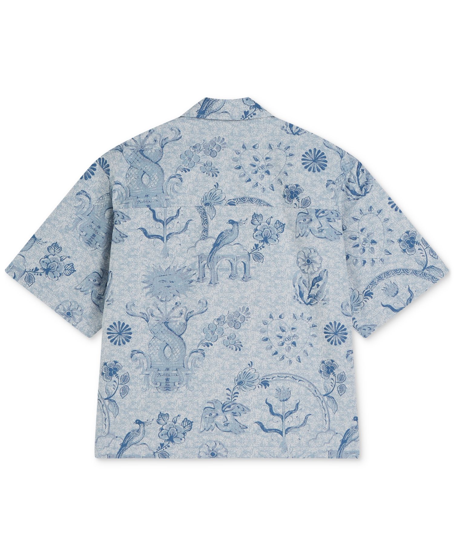 Men's Jacquard Spread Collar Short-Sleeve Shirt