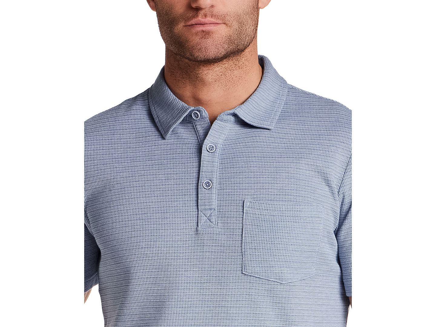 Мужское поло Weatherproof Vintage Short-Sleeve Waffle Polo Shirt, цвет: Синий — фото 3