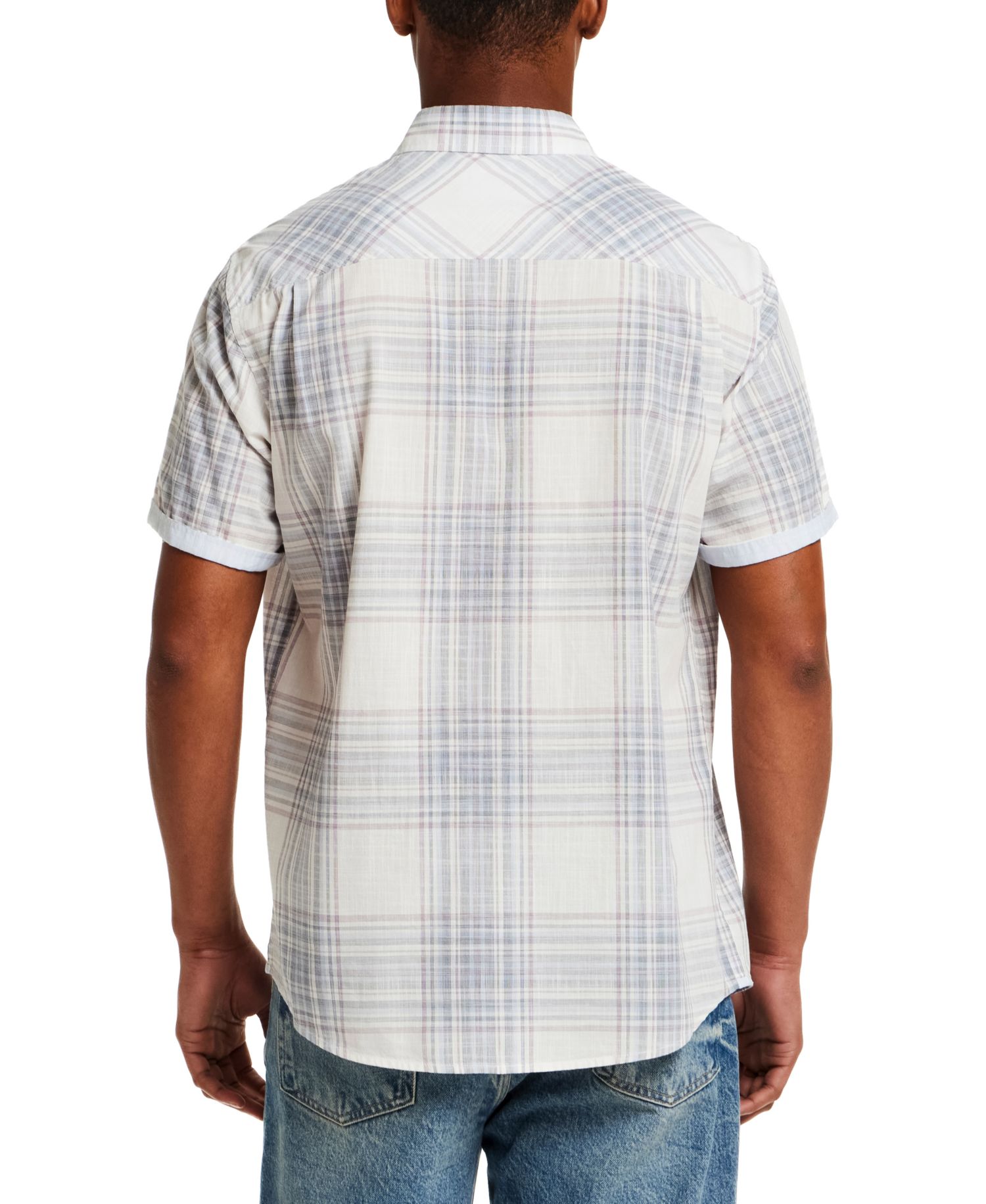 Men's Short-Sleeve Button Down 100% Cotton Plaid Shirt