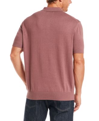 Men's Regular-Fit 100% Cotton Pointelle Sweater-Knit Polo Shirt 