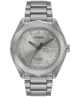 Citizen - Men's Eco-Drive Silver-Tone Titanium Bracelet Watch 44mm AW0060-54A