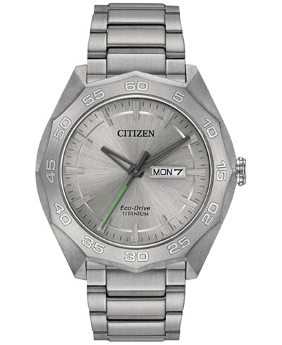 Citizen Men's Eco-Drive Silver-Tone Titanium Bracelet Watch 44mm AW0060-54A