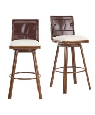 Upholstered Swivel Bar Stool with Metal Frame and Padded Seat Set of 2
