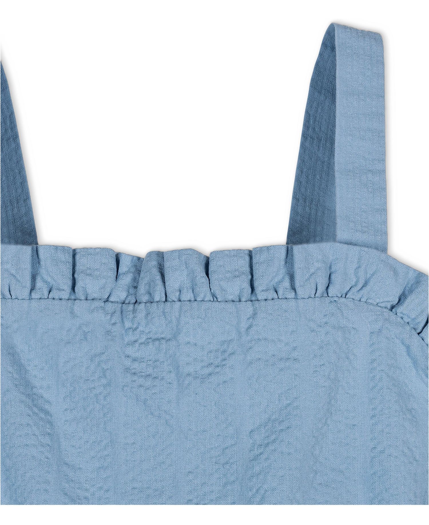 Little Girls Hope and Henry Organic Ruffle Edge Seersucker Apron Dress