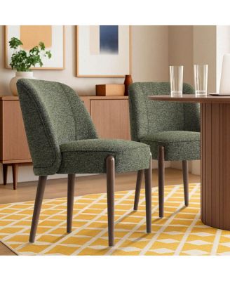 Upholstered Dining Chairs Set of 2, Solid Wood Legs, Dining Room