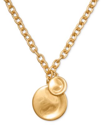 Donna Karan Worn 24k Gold Plated Wave Coin Pendant Necklace - Gold 175$