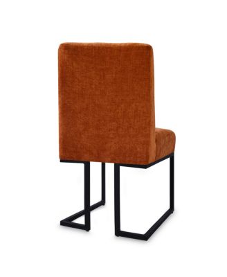 Upholstered Dining Chairs Set of 2, Lux Fabric, Metal Sled Base