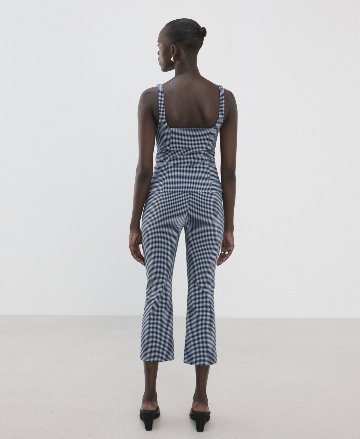 Mango Women's Gingham-Check Cropped Pants