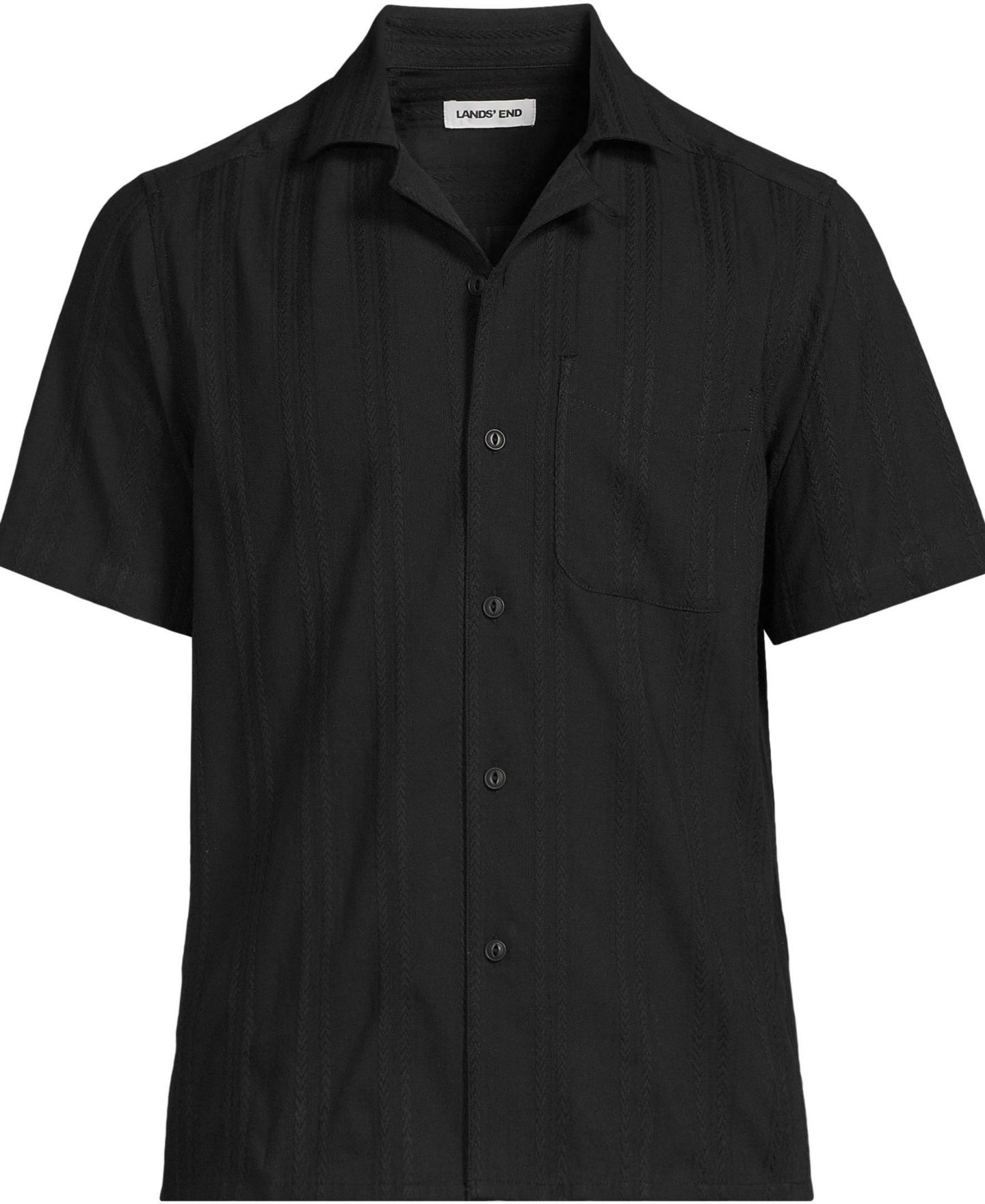 Мужская рубашка Lands' End Short Sleeve Camp Collar Hawaiian, цвет: Чёрный — фото 3