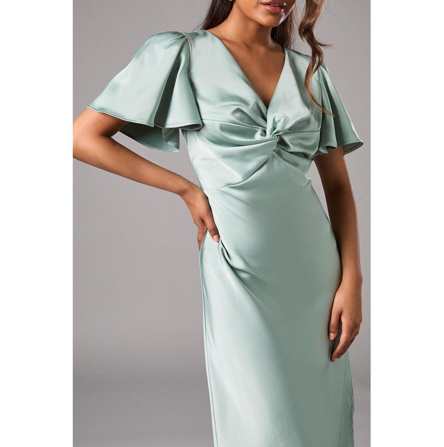 Женское платье Oasis Angel Sleeve Midi Bridesmaid, цвет: Шалфейный — фото 7
