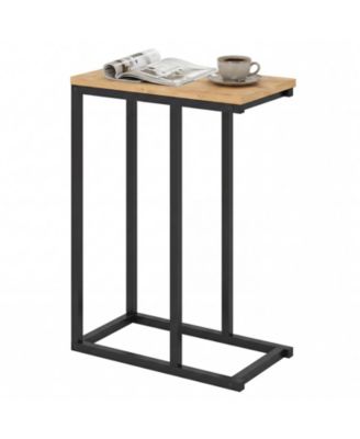 C-shaped End Table w/Adjustable Foot Pads Small Snack Table for Living Room