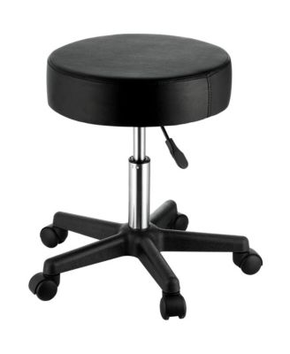 Adjustable Height Rolling Stool with 400 lbs Capacity, 15.7 in PU Leather Cushion, 5 Swivel Casters