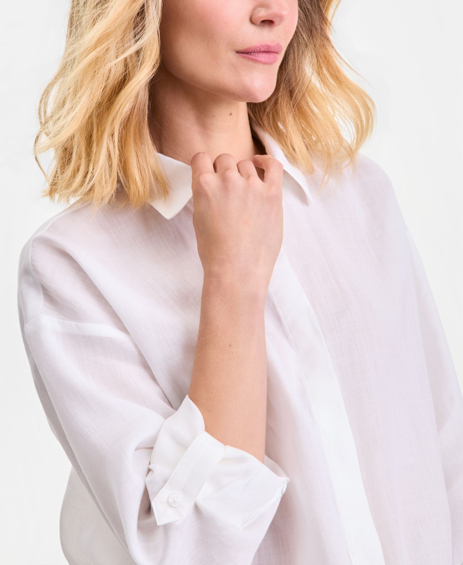 Women's Ramie Button-Front Tie-Hem Shirt