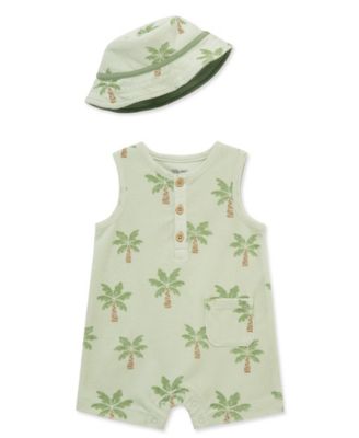 Baby Boys' Palms Romper with hat, 2-Piece Set