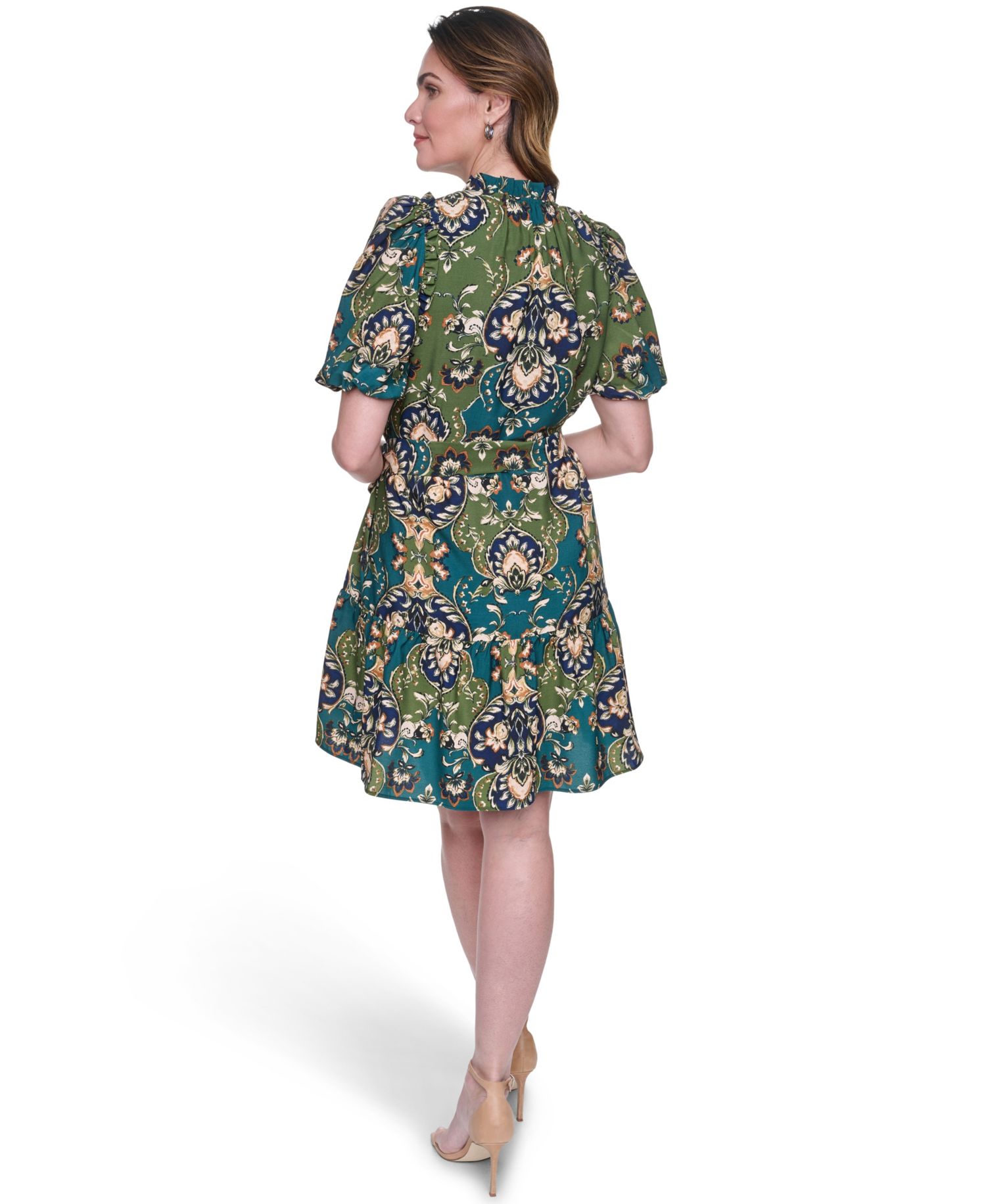 Women's Printed Puff-Sleeve Dress