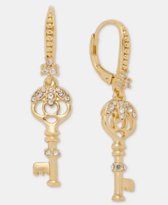 Pav&eacute; Key Drop Earrings 