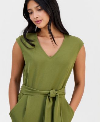 belted box pleat jumpsuit dress ZARA BELTED BOX PLEAT JUMPSUIT DRESS, Sleeveless