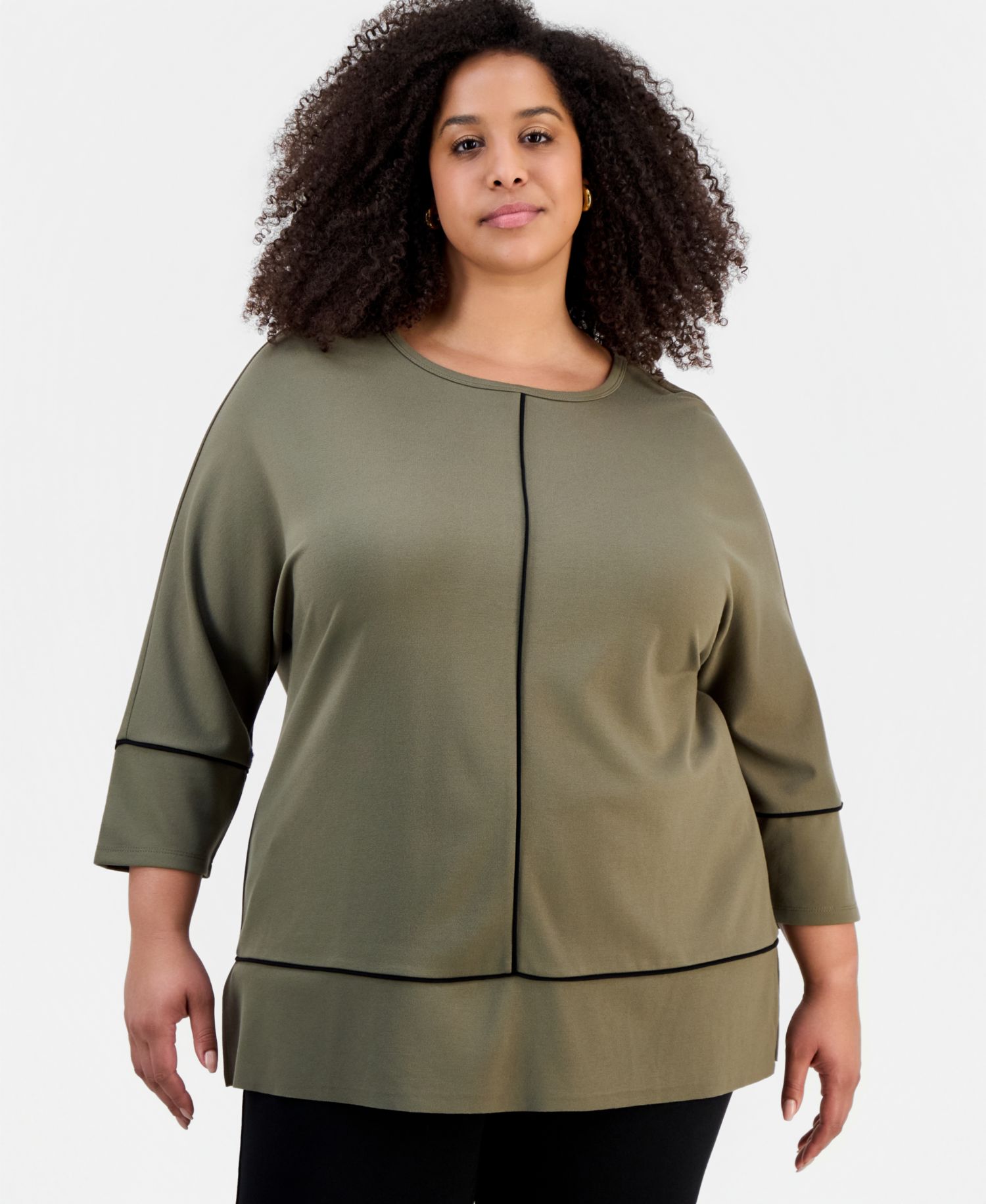 Plus Size Serenity Knit 3/4 Sleeve Tunic Top