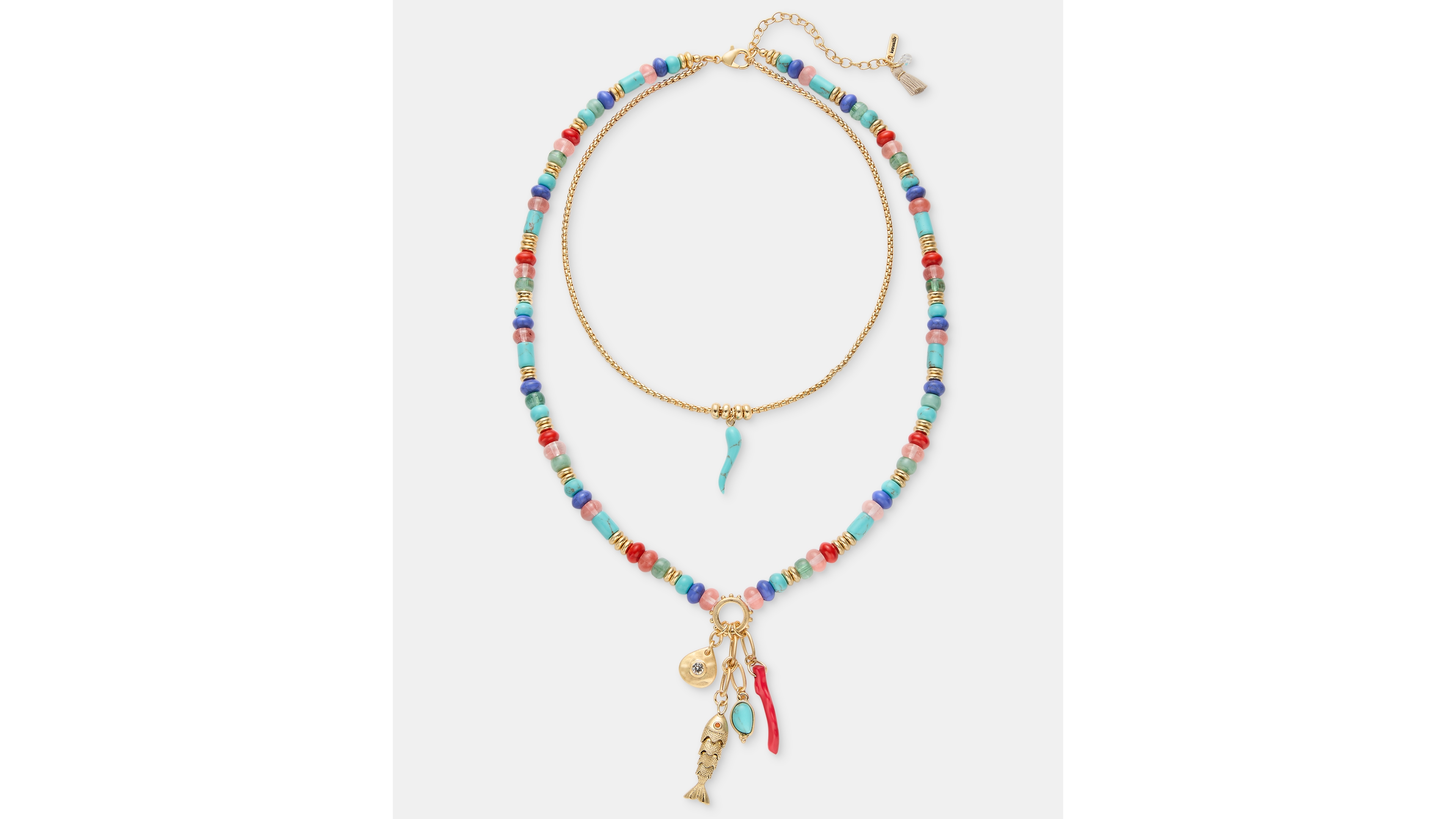 lonna & lilly Beaded Charm Layered Pendant Necklace, 16" + 3" extender