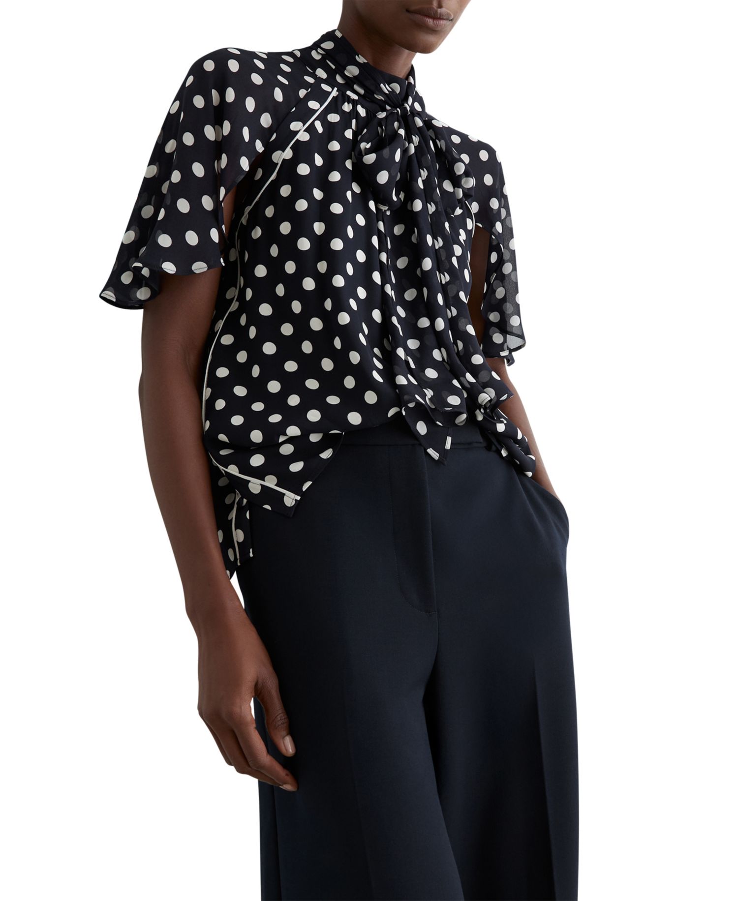 Women's Aliana Polka-Dot Tie-Neck Blouse