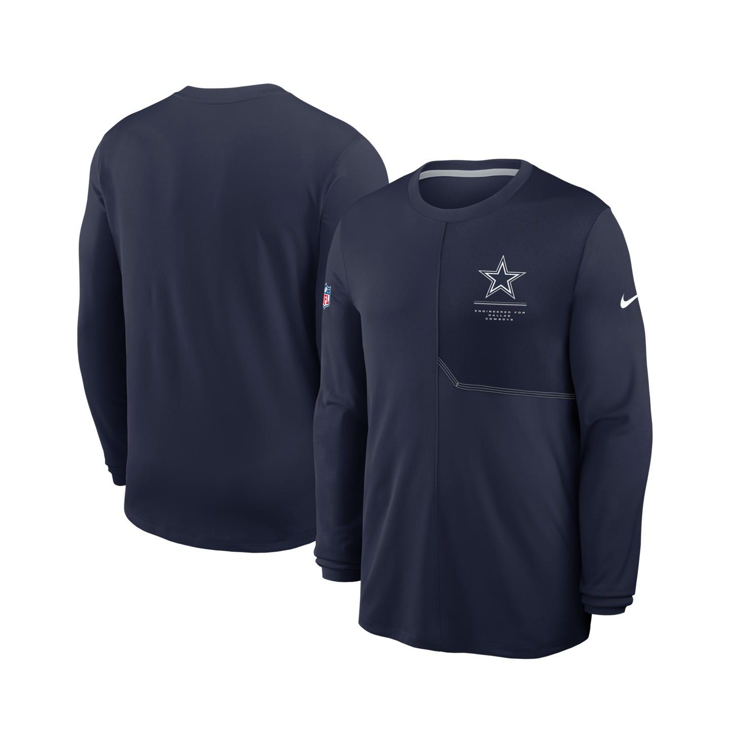 Мужская футболка Nike Navy Dallas Cowboys Sideline Coaches UV Dri-FIT Long Sleeve — фото 1