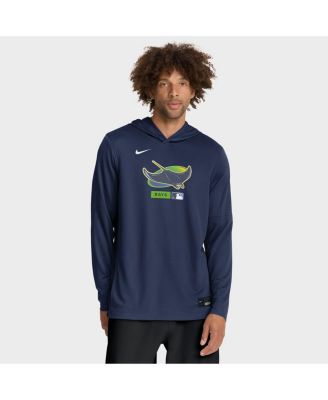 Men's Navy Tampa Bay Rays Authentic Collection Dri-FIT Long Sleeve Hooded T-Shirt