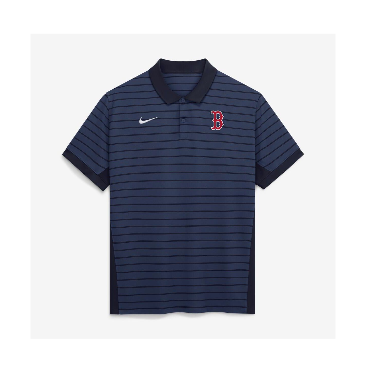 Мужское поло Nike Navy Boston Red Sox Authentic Collection Striped Victory Dri-FIT Polo Shirt — фото 1