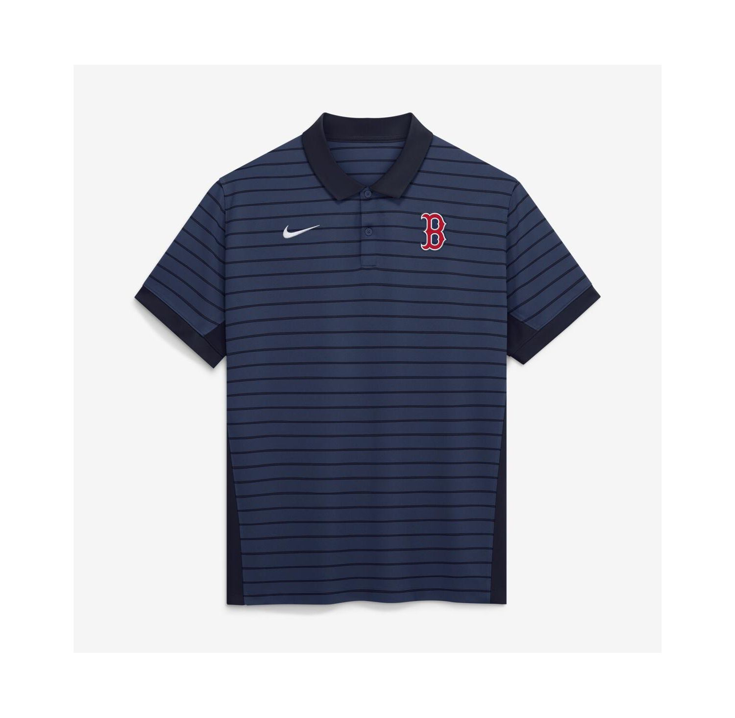 Men's Navy Boston Red Sox Authentic Collection Striped Victory Dri-FIT Polo Shirt