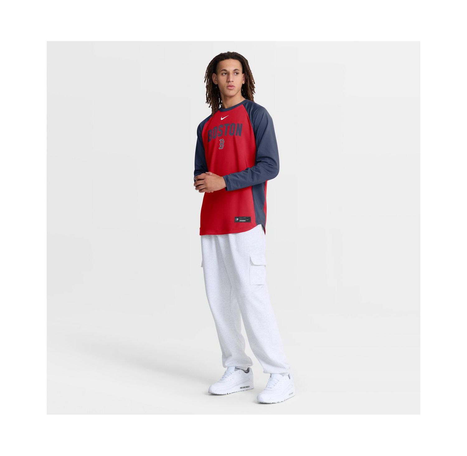 Men's Red Boston Red Sox Authentic Collection Raglan Dri-FIT Sweatshirt
