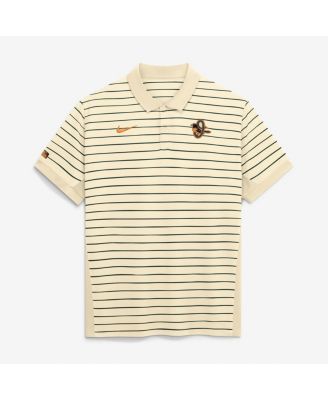 Men's Cream Baltimore Orioles Authentic Collection City Connect Striped Victory Dri-FIT Polo Shirt