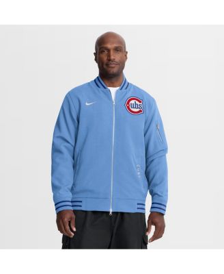 Men's Light Blue Chicago Cubs Authentic Collection Dugout Relaxed Full-Zip Bomber Jacket