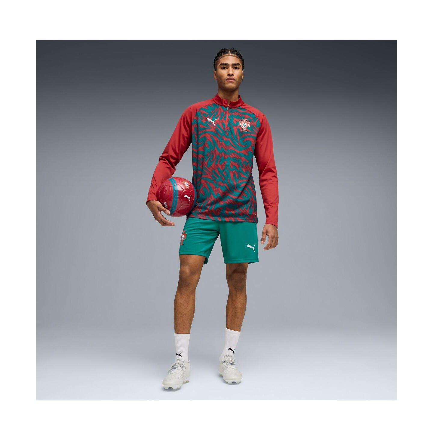 Мужская толстовка на молнии Puma Men's Red Portugal National Team Pre-Match Quarter-Zip — фото 3