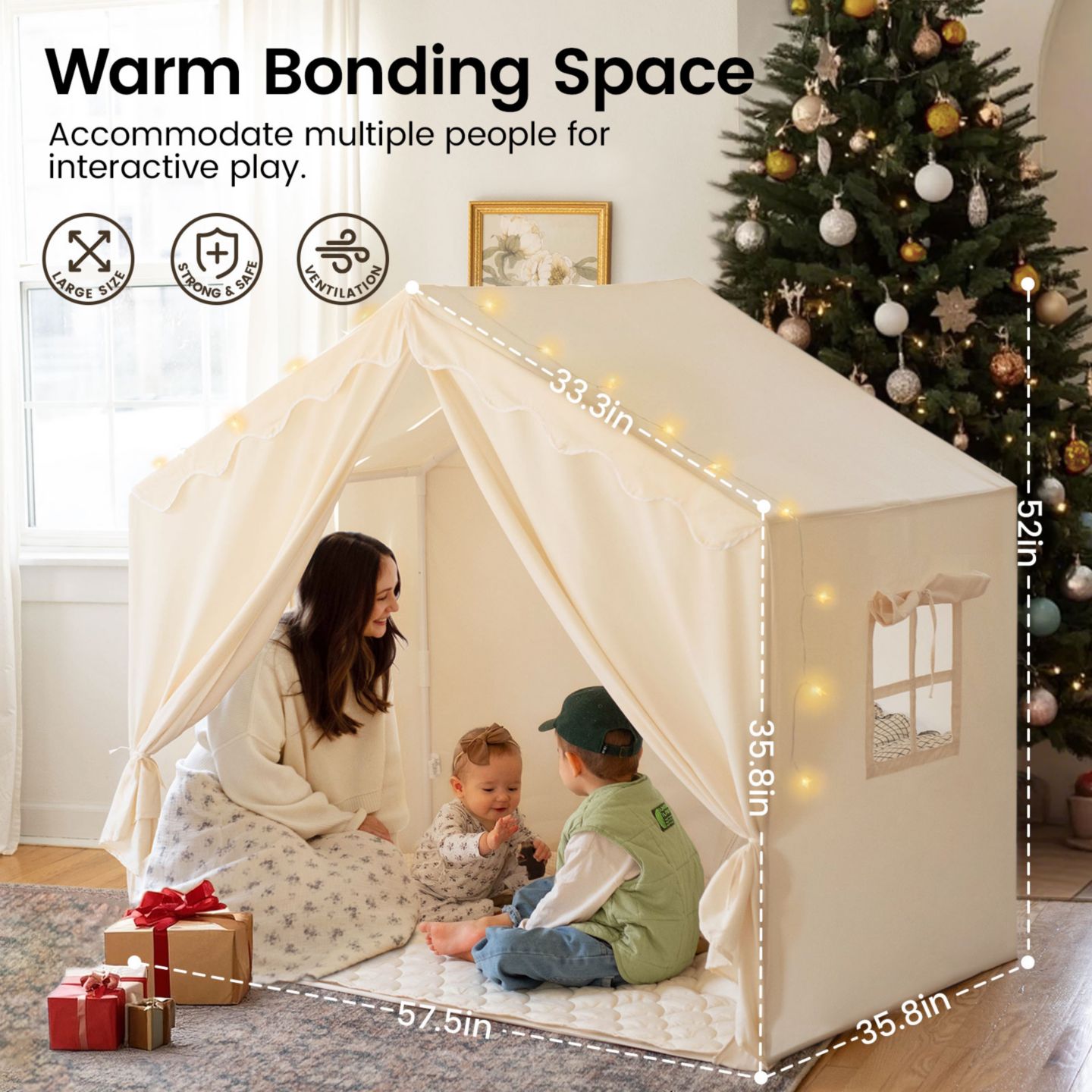 Детские игрушки Tiny Land Cozy Cabin Star Lights, 3-Piece Play Tent, Ages 3+ — фото 5