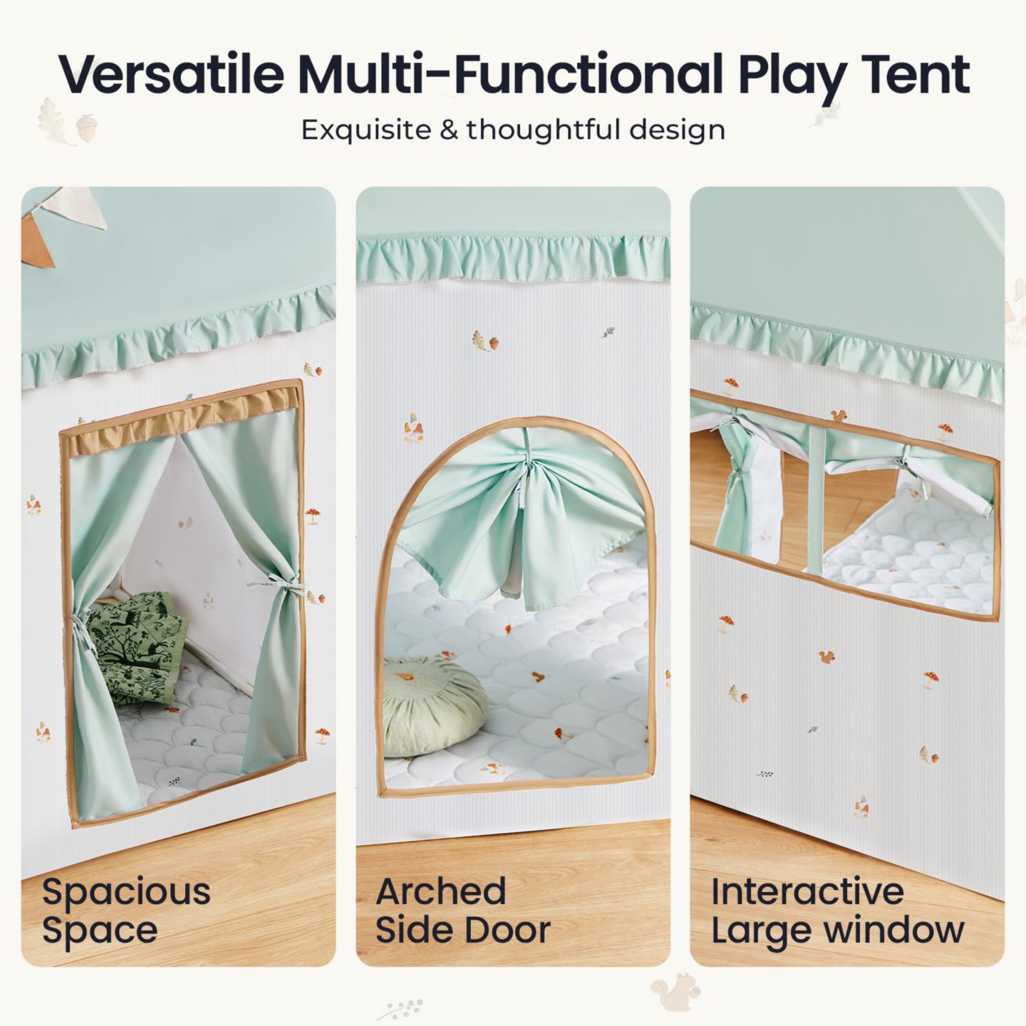 Детские игрушки Tiny Land Sweet Citrus Indoor Play Tent and Play Mat, 2-Piece Set, Ages 3+, цвет: Зелёный — фото 3